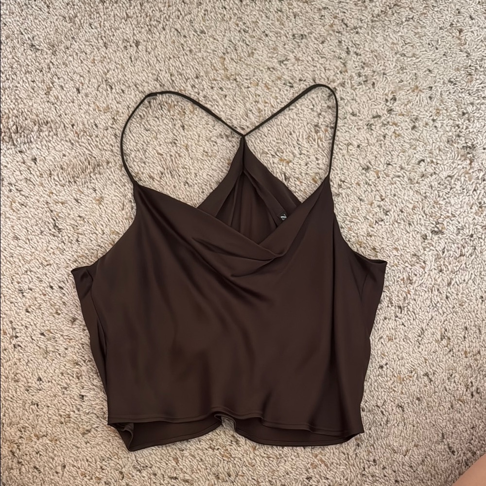 Zara Satin Elegant Brown Women's Top